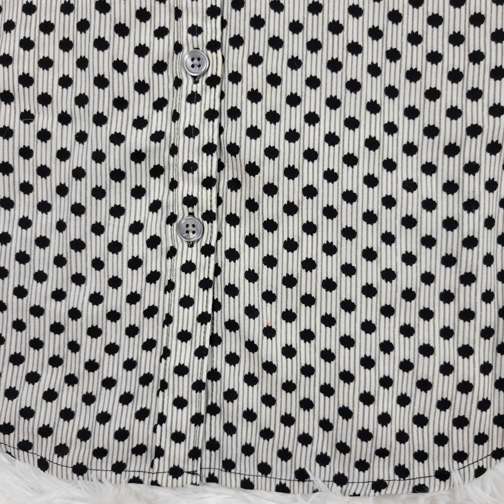 LOFT Polka Dot Striped Button Down Shirt Womens XS Black White Long Sleeve - Picture 9 of 9